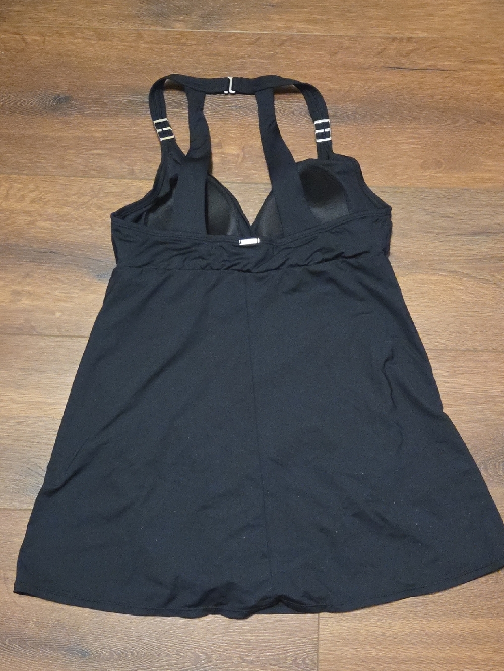Dana Buchnan Black Halter Swim suit with Beaded Straps light padding size 12 - Picture 2 of 6